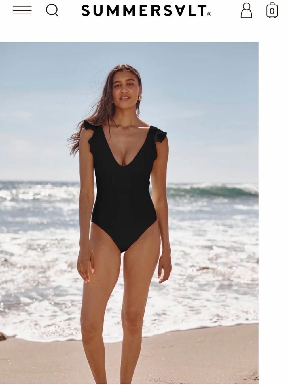 summersalt Black Ruffle-Shoulder One-Piece Swimsuit